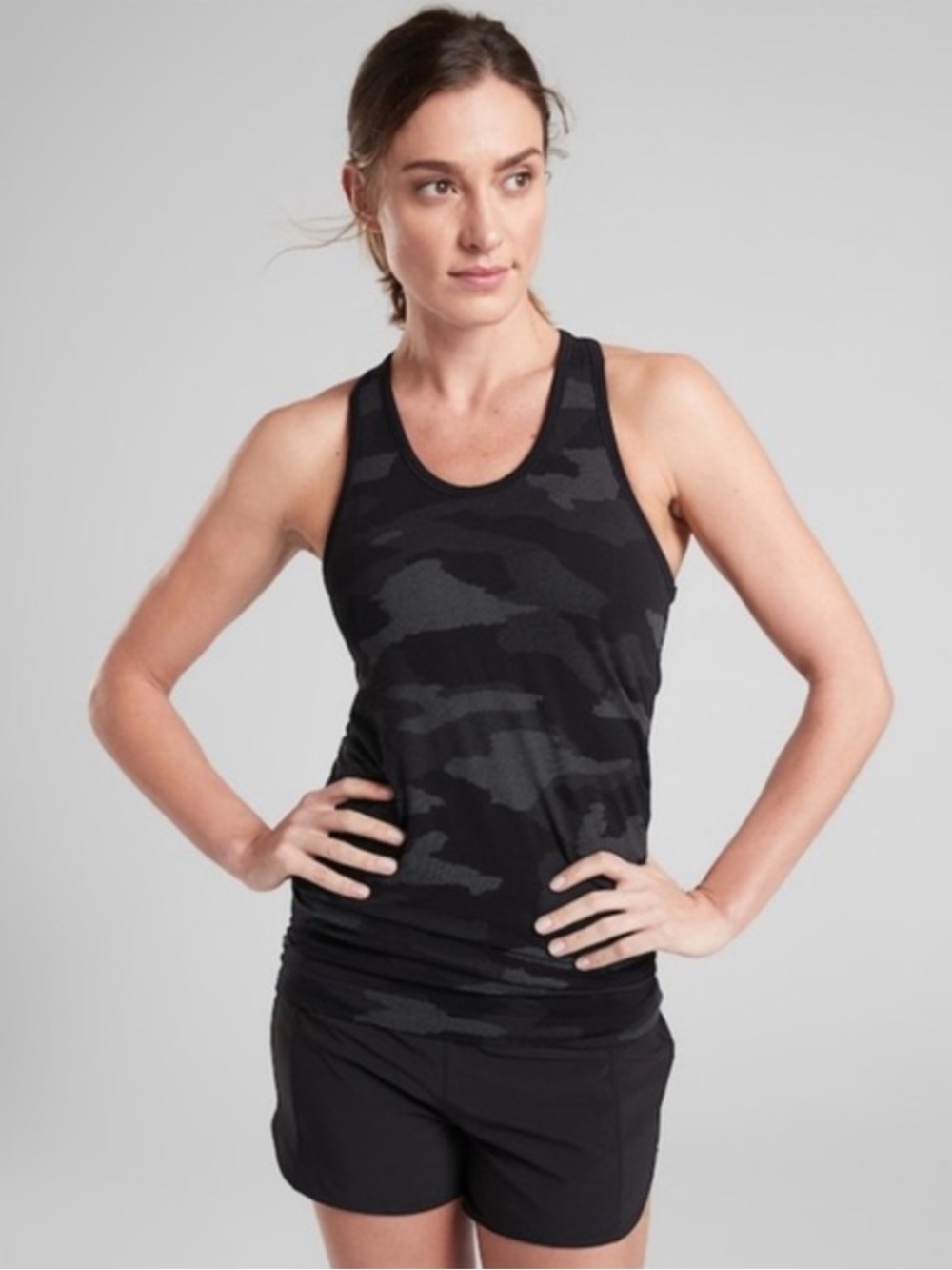 Athleta Speedlight Camo Racerback Tank Top Black Size Small